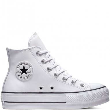 CONVERSE ALL STAR LEATHER PLATFORM HIGH WHITE