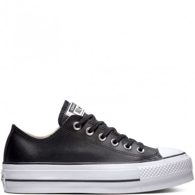 CONVERSE ALL STAR LEATHER PLATFORM LOW SCHWARZ